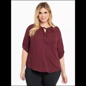 Torrid Polka Dot Georgette Tie Neck Top - Yo Dot - Size 2